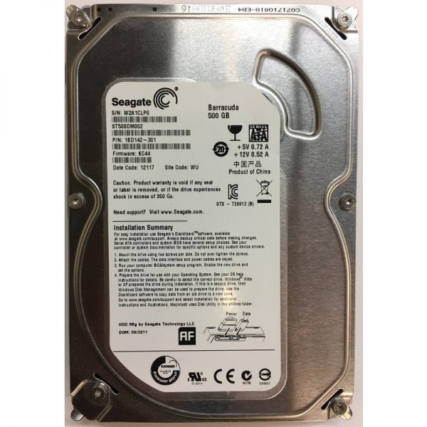 1BD142-301 - Seagate 500GB 7200 RPM SATA 3.5" HDD