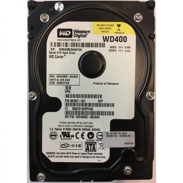 WD400BD-60LRA0 - Western Digital 40GB 7200 RPM SATA 3.5" HDD