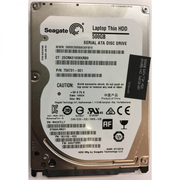 1KJ152-020 - Seagate 500GB 7200 RPM SATA 2.5" HDD