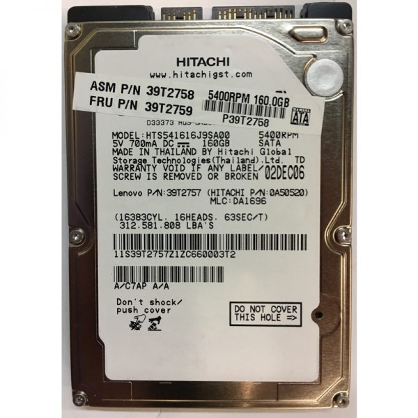 39T2758 - Lenovo 160GB 5400 RPM SATA  2.5" HDD