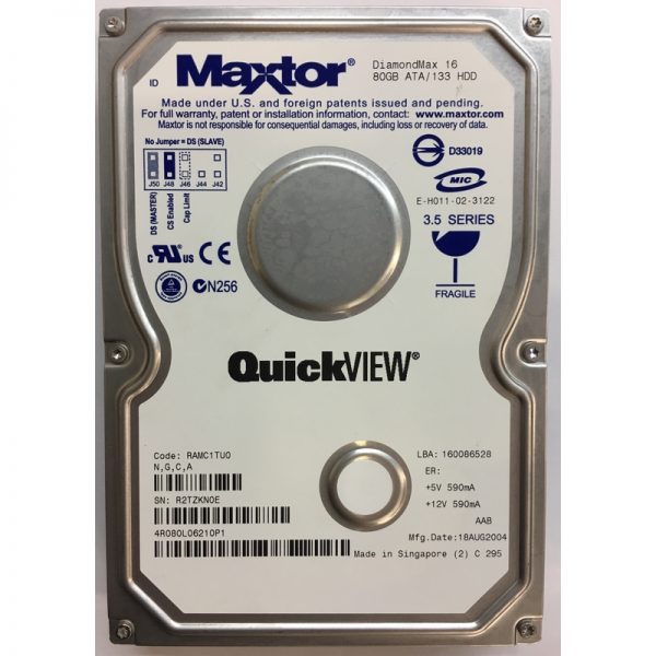 4R080L06210P1 - Maxtor 80GB 5400 RPM IDE 3.5" HDD