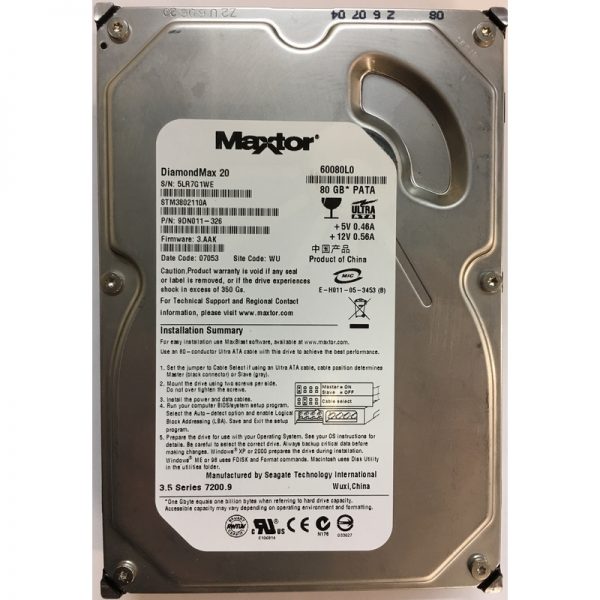 STM3802110A - Maxtor 80GB 7200 RPM IDE 3.5" HDD