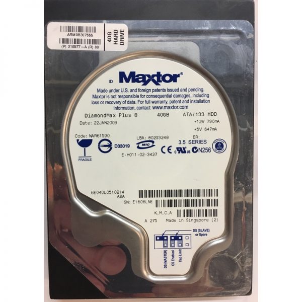 6E040L0510214 - Maxtor 40GB 7200 RPM IDE 3.5" HDD