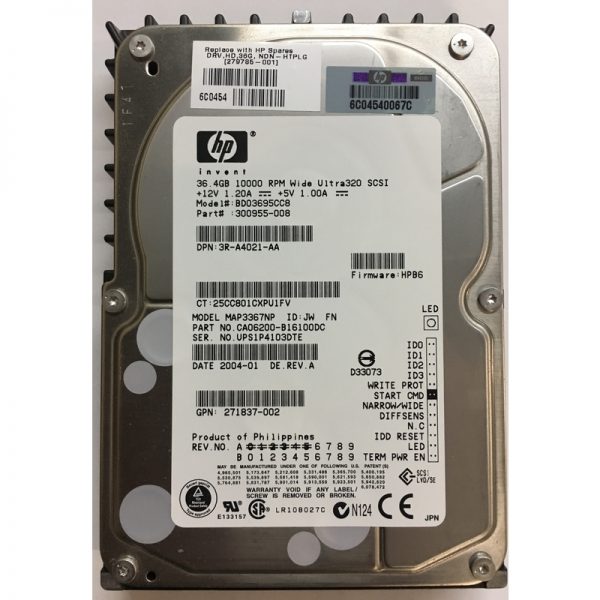 CA06200-B16100DC - HP 36GB 10K RPM SCSI 3.5" HDD U320, 68 pin