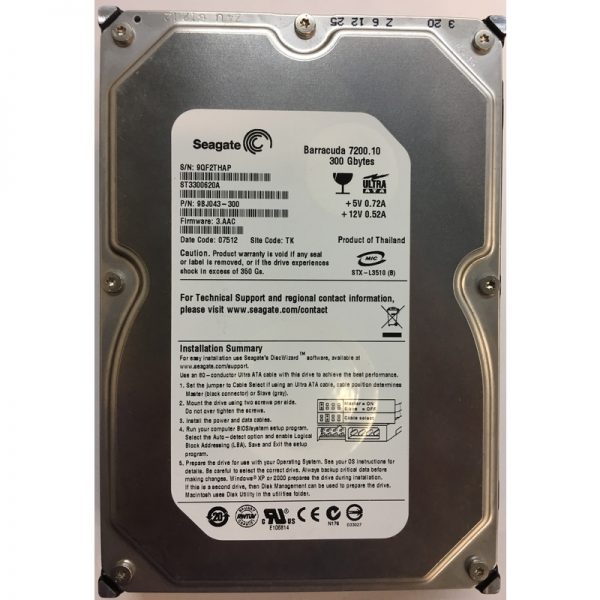 ST3300620A - Seagate 300GB 7200 RPM IDE 3.5" HDD