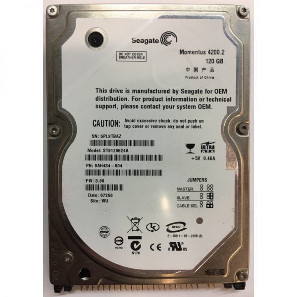 9AH434-504 - Seagate 120GB 4200 RPM IDE 2.5" HDD