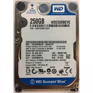 WD2500BEVE-00A0HT0 - Western Digital 250GB 7200 RPM IDE 2.5" HDD