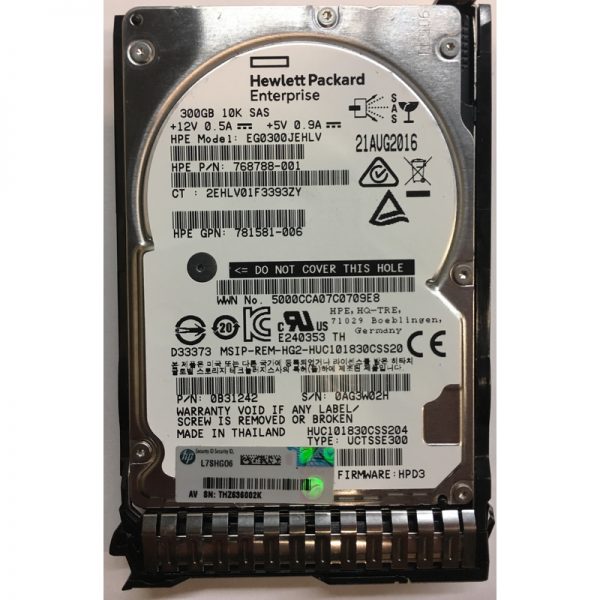 EG0300JEHLV - HP 300GB 10K RPM SAS 2.5" HDD w/ tray