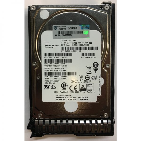 EG000300JWBHR - HP 300GB 10K RPM SAS 2.5" HDD w/ tray