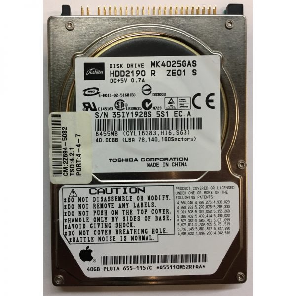 HDD2190R - Toshiba 40GB 5400 RPM IDE 2.5" HDD