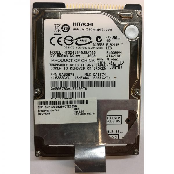 0A50678 - Hitachi 40GB 5400 RPM IDE 2.5" HDD