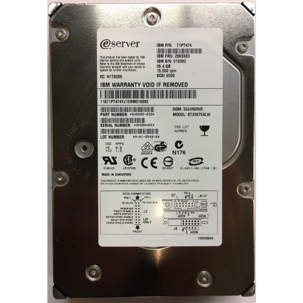 26K5680 - IBM 36GB 15K RPM SCSI 3.5" HDD U320 68 pin