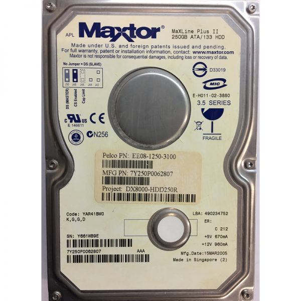 7Y250P0062807 - Maxtor 250GB 7200 RPM IDE 3.5" HDD