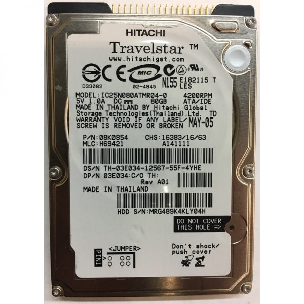 08K0854 - Hitachi 80GB 4200 RPM IDE 2.5" HDD