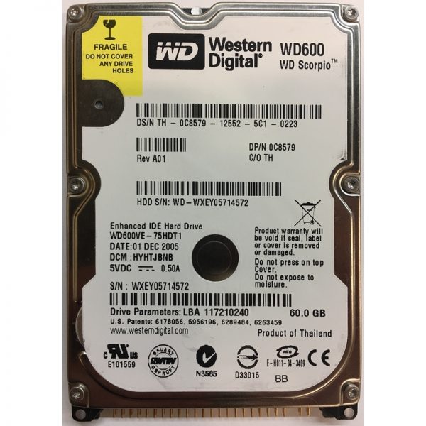 0C8579 - Dell 60GB 5400 RPM IDE 2.5" HDD