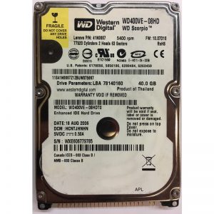 WD400VE-08HDT0 - Western Digital 40GB 5400 RPM IDE 2.5" HDD