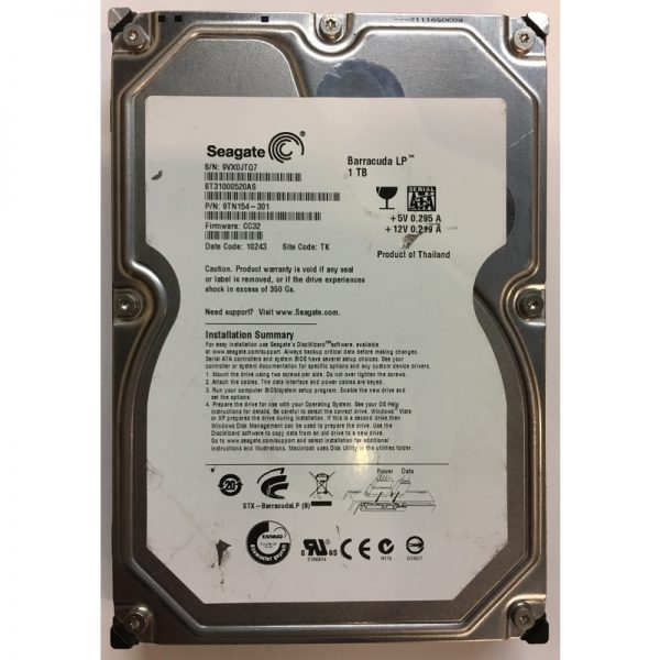 9TN154-301 - Seagate 1TB 7200 RPM SATA 3.5" HDD