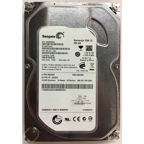 16-004052 - Lenovo 250GB 7200 RPM SATA 3.5" HDD