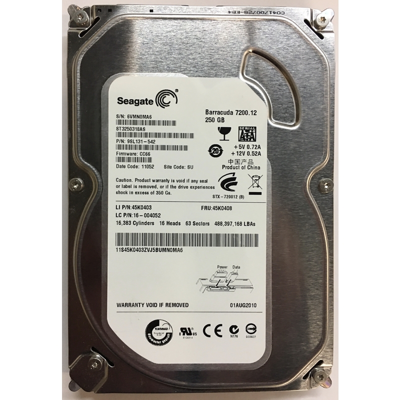 16-004052 - Lenovo 250GB 7200 RPM SATA 3.5" HDD