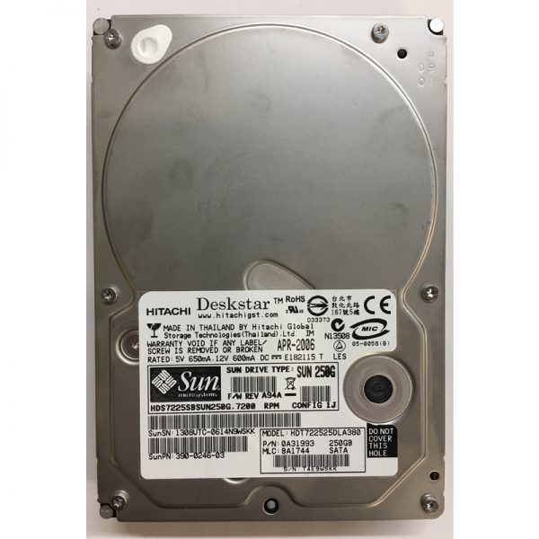 390-0246-03 - Sun 250GB 7200 RPM SATA 3.5" HDD