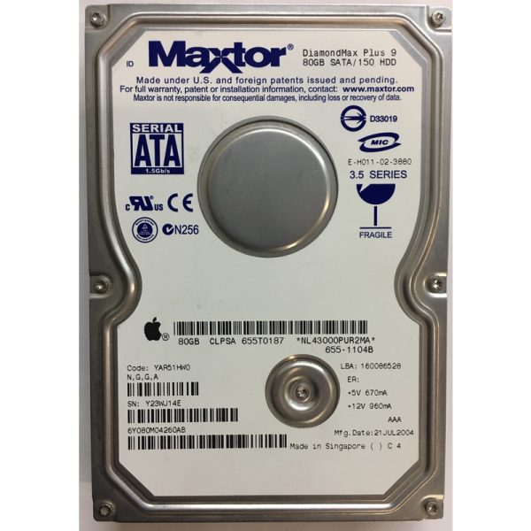 6Y080M04260AB - Maxtor 80GB 7200 RPM SATA 3.5" HDD