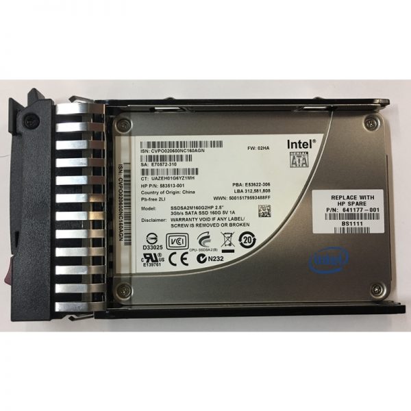 583513-001 - HP 160GB SSD SATA 2.5" HDD 3Gbps w/ tray