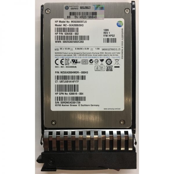 MZ5EA200HMDR-000H3 - HP 200GB SSD SATA 2.5" HDD 3Gbs w/ tray