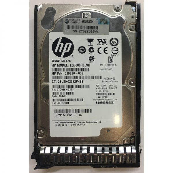 619286-003 - HP 600GB 10K RPM SAS 2.5" HDD w/ G8 tray