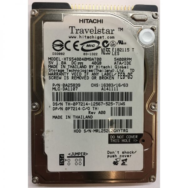 P7214 - Dell 40GB 5400 RPM IDE 2.5" HDD