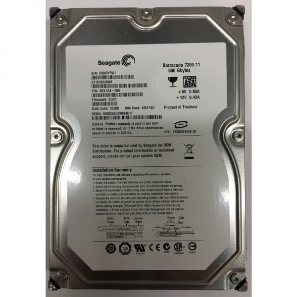 ST3500820AS - Seagate 500GB 7200 RPM SATA 3.5" HDD