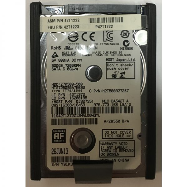 42T1223 - Lenovo 500GB 7200 RPM SATA 2.5" HDD