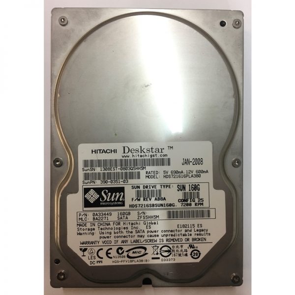 0A33449 - Sun 160GB 7200 RPM SATA 3.5" HDD