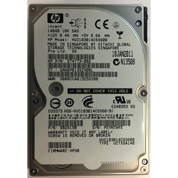 0B24198 - Hitachi 146GB 10K RPM SAS 2.5" HDD