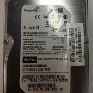 9BL146-145 - Sun 500GB 7200 RPM SATA 3.5" HDD