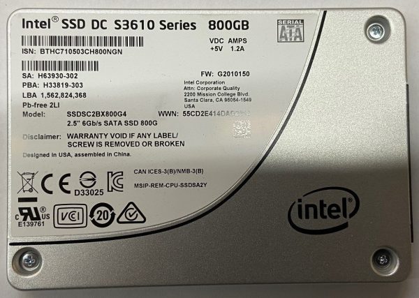 SSDSC2BX800G4 - Intel 800GB SSD SATA 2.5" HDD DC 3610 series