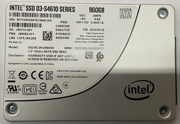 SSDSC2KG960G8 - Intel 960GB SSD SATA 2.5" HDD