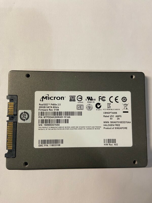 P400e200-MTFDDAK200MAR - EMC 200GB SSD SATA 2.5" HDD for DD4200, DD4500, DD7200. 1 year warranty.