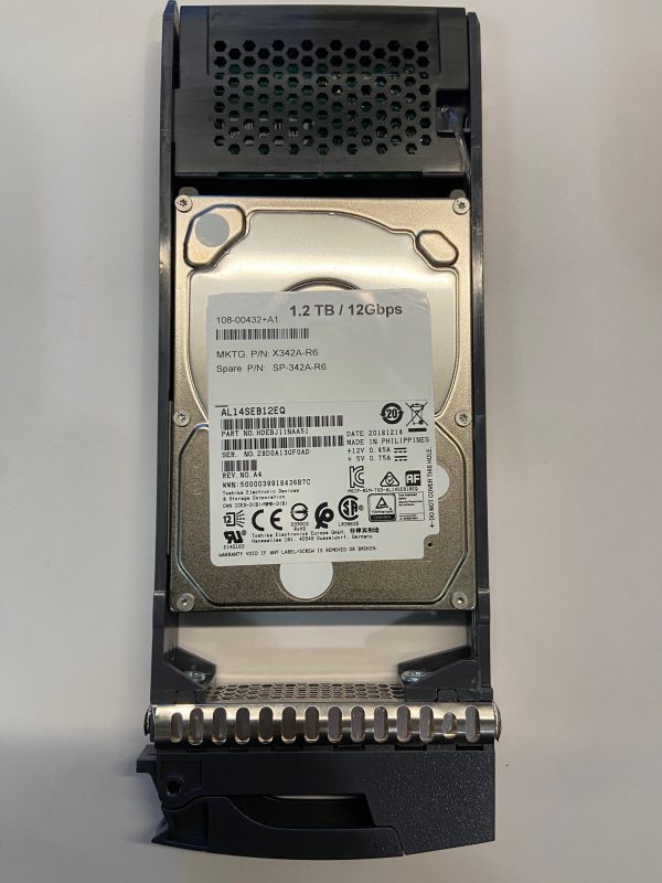 HDEBJ11NAA51 - Netapp 1.2TB 10K RPM SAS 2.5" HDD for DS2246 24 bay enclosure, DS224C 24 bay enclosure, FAS2750, FAS2650