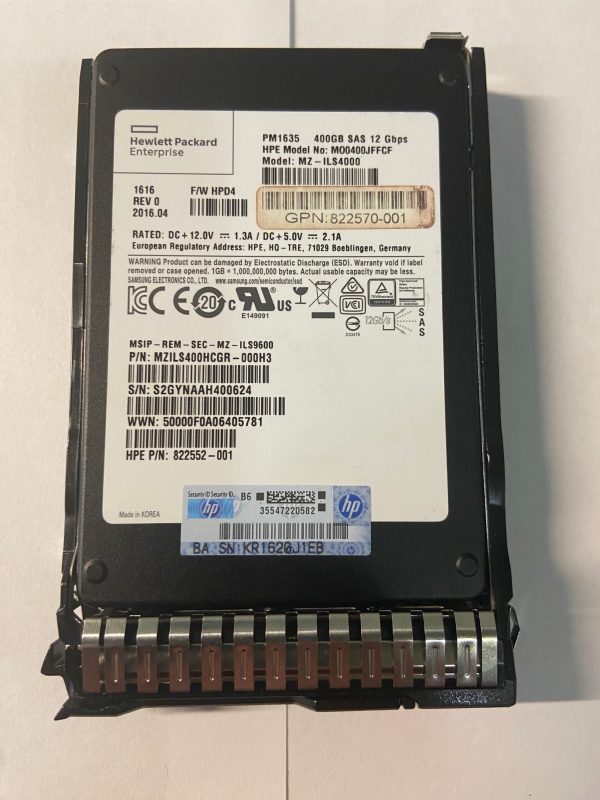 822555-B21 - HP 400GB SSD SAS 2.5" HDD w/ tray for G8, G9, G10