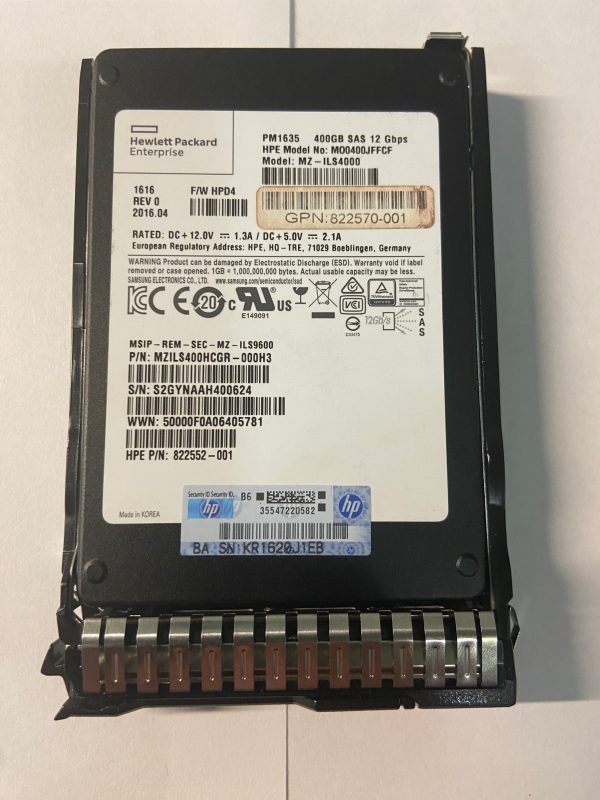 822552-001 - HP 400GB SSD SAS 2.5" HDD w/ tray for G8, G9, G10