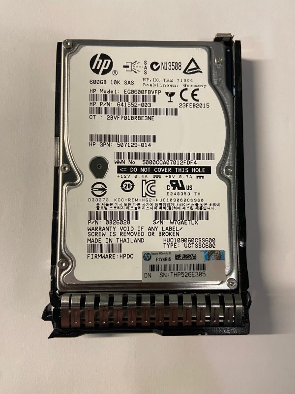 0B26028 - HP 600GB 10K RPM SAS 2.5" HDD w/ G8 tray