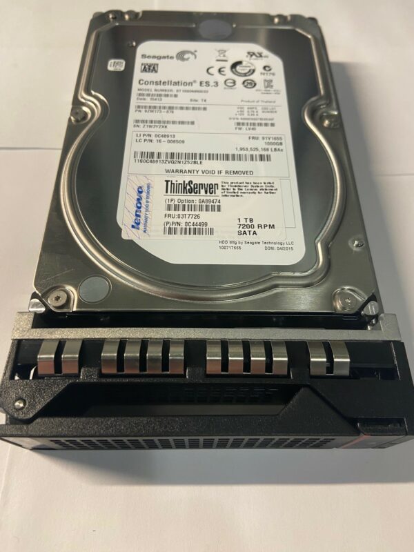 0A89474 - Lenovo 1TB 7200 RPM SATA 3.5" HDD W/ tray for Precision 5820, 0 power on hours