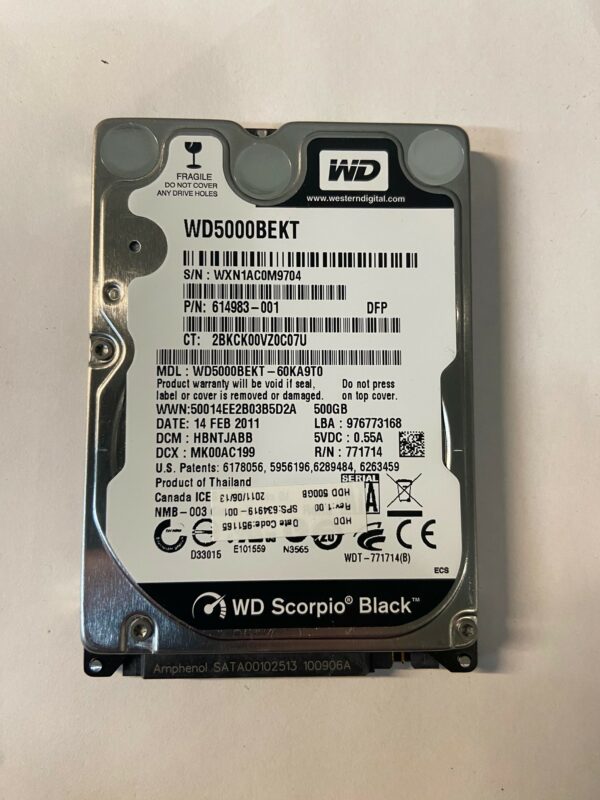 WD5000BEKT - Western Digital 500GB 7200 RPM SATA 2.5" HDD