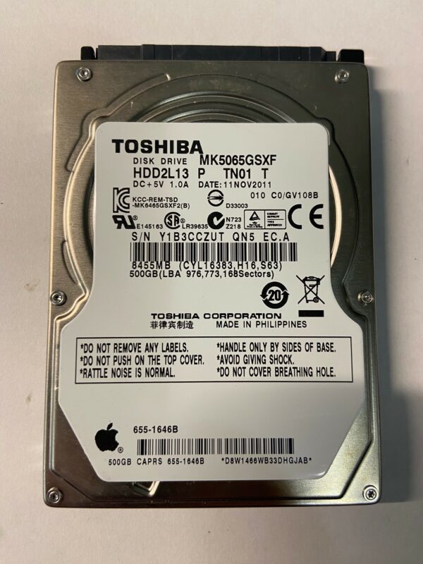 HDD2L13 - Toshiba 500GB 5400 RPM SATA 2.5" HDD