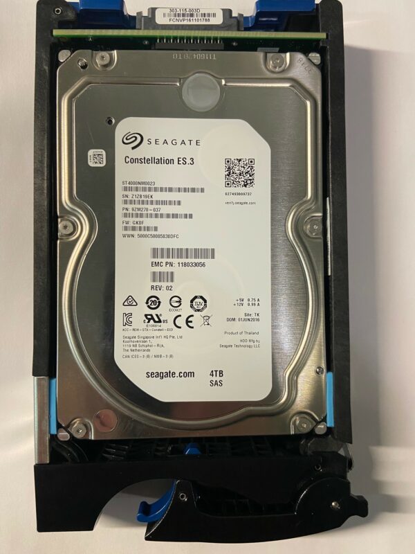 118033055 - Data Domain 4TB 7201 RPM SAS 3.5" HDD for Data Domain  ES30 15 bay enclosure