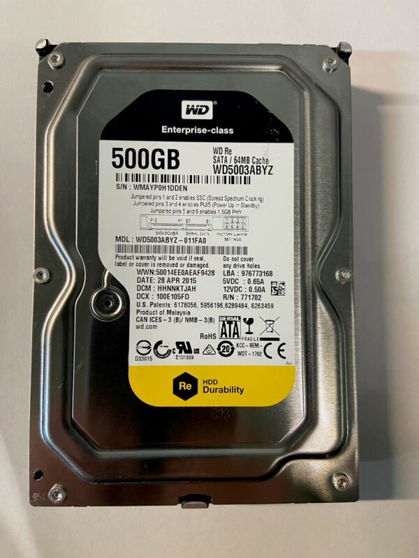 WD5003ABYX-01WERA2 - Western Digital 500GB 7200 RPM SATA 3.5" HDD