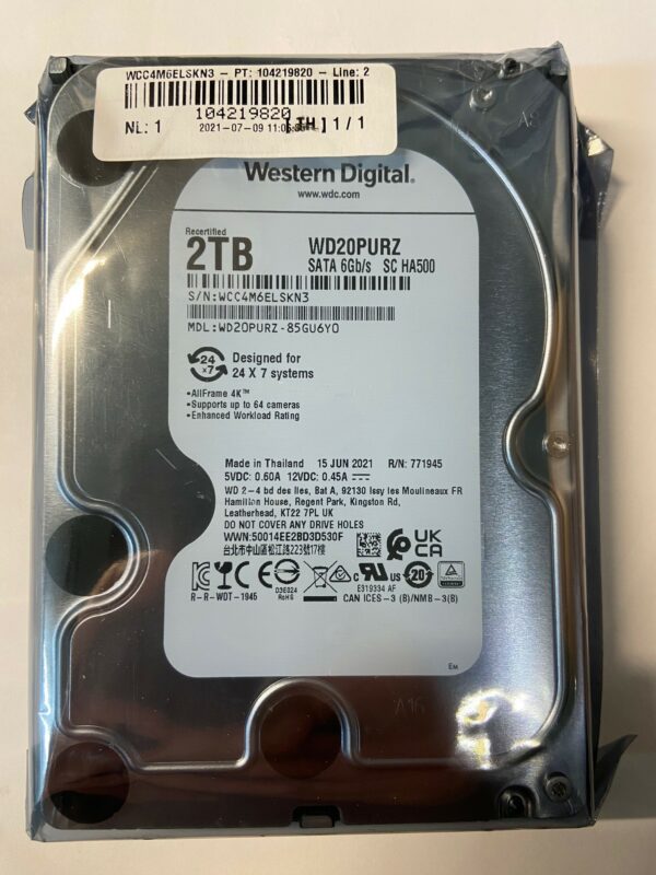 WD20PURZ - Western Digital 2TB 5400 RPM SATA 3.5" HDD 1 year waranty