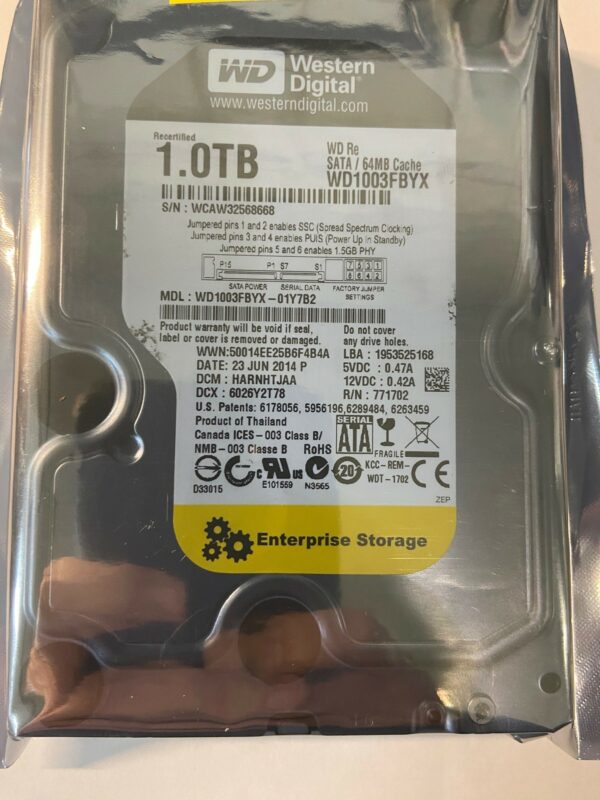 WD1003FBYX-01Y7B2 - Western Digital 1TB 7200 RPM SATA 3.5" HDD