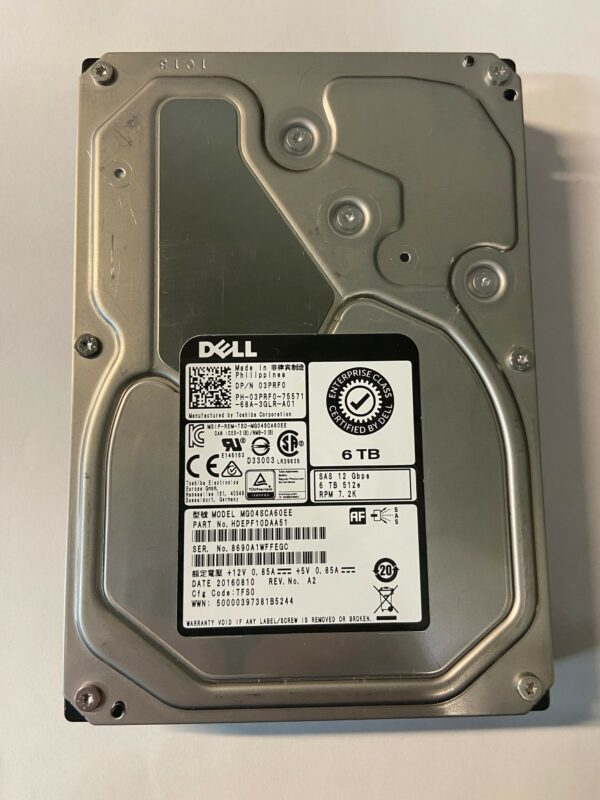 3PRF0 - Dell 6TB 7200 RPM SAS 3.5" HDD