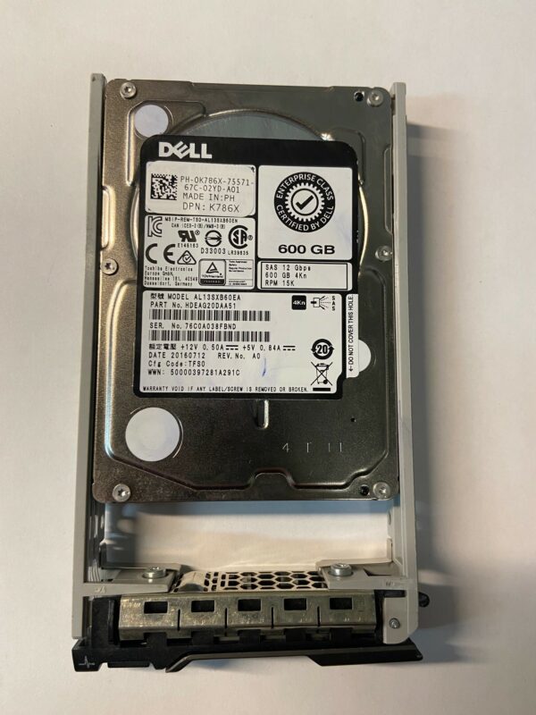 K786X - Dell 600GB, 15K RPM SAS 2.5" HDD